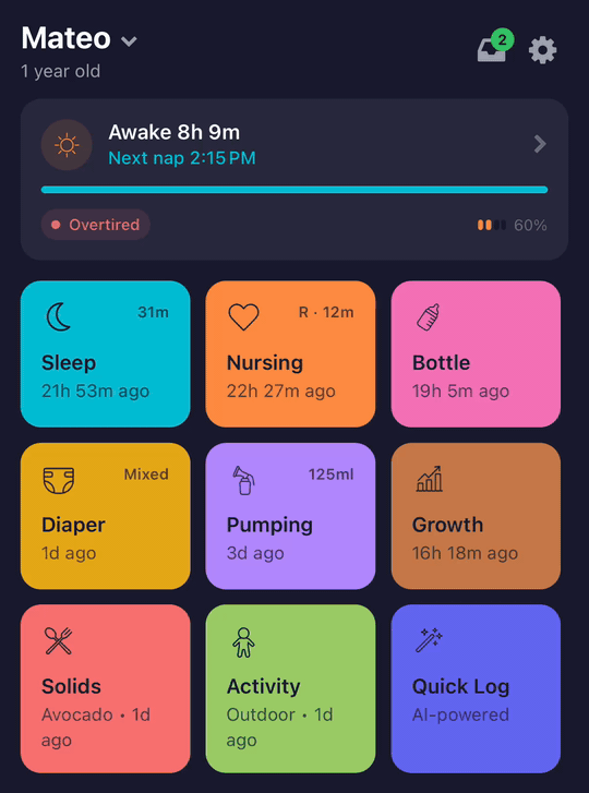 Home screen with shortcut circles