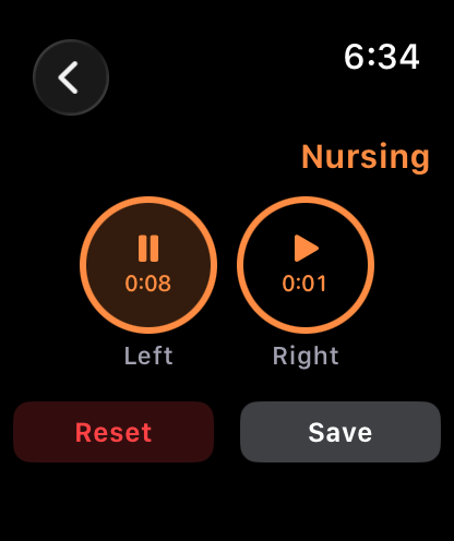 Watch nursing timer